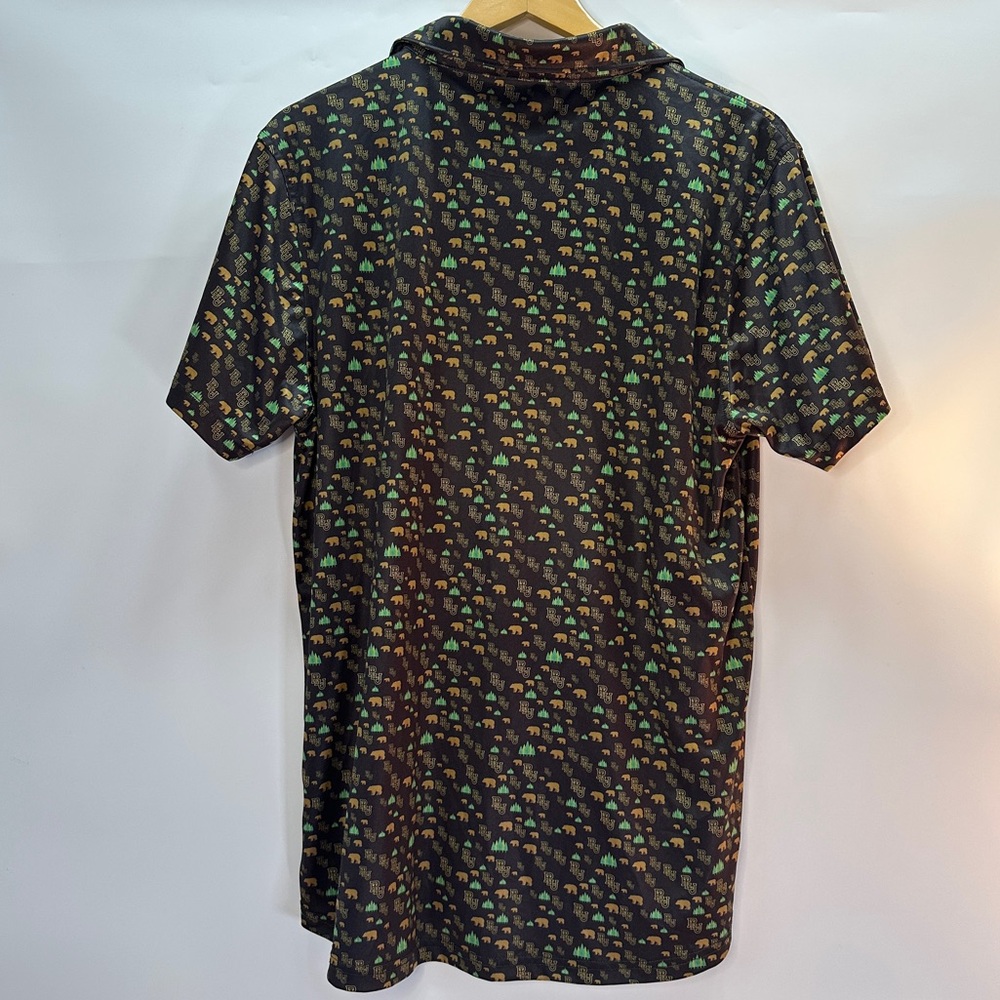 League 91 PLU Bear Trees Golf Button Down Activewear Collared Short Sleeve Shirt - Picture 4 of 9